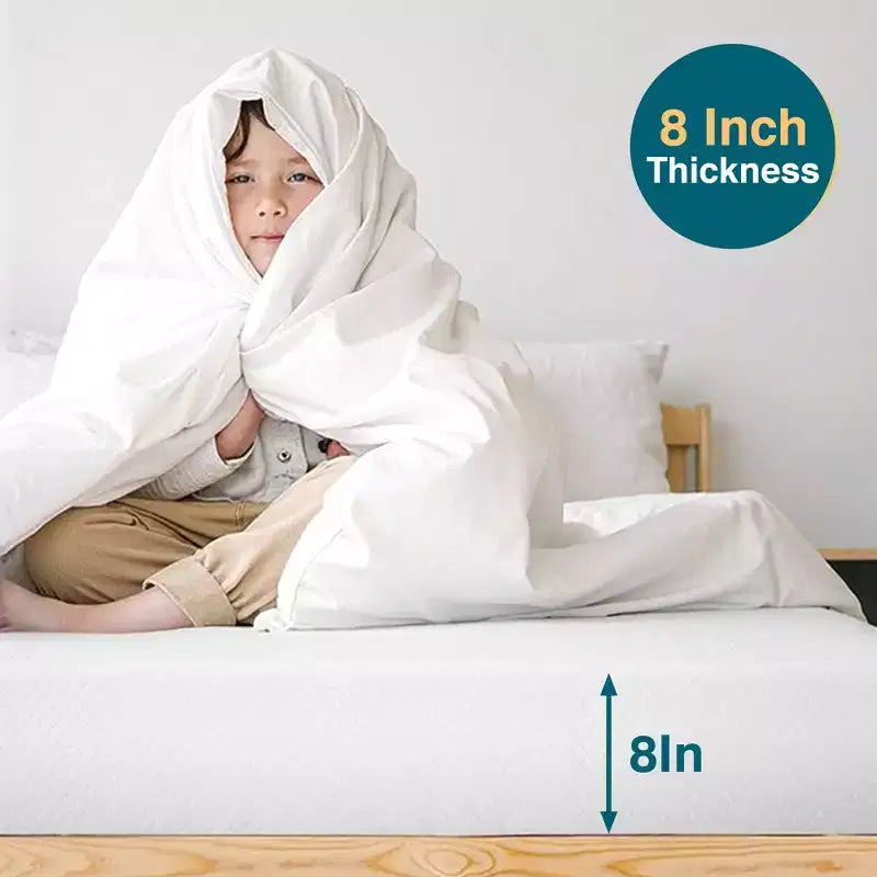 Matelas Jumeau en Mousse à Mémoire de Forme, Moelleux, Rempli de Coton, Épaisseur du Matelas 20cm, Roulé-en-Boîte, Matelas Uniquement