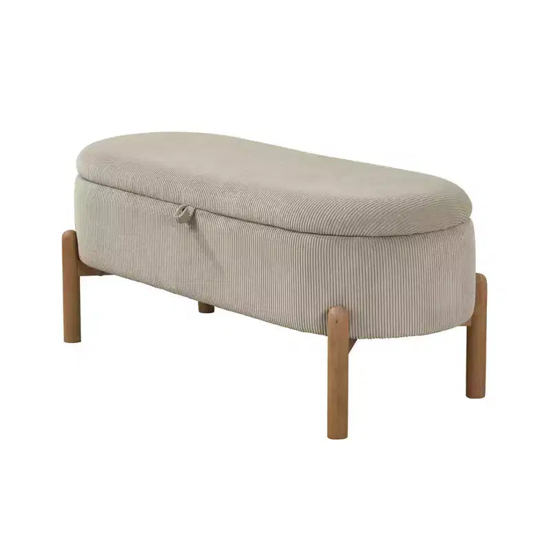 Banc de rangement rembourré en velours côtelé de style moderne du milieu du siècle Nolan de GDFStudio