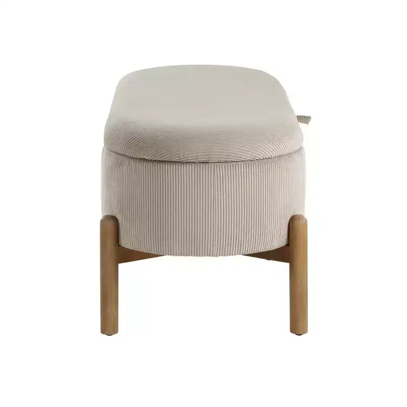 Banc de rangement rembourré en velours côtelé de style moderne du milieu du siècle Nolan de GDFStudio