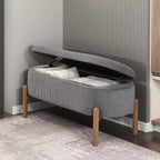 Banc de rangement rembourré en velours côtelé de style moderne du milieu du siècle Nolan de GDFStudio