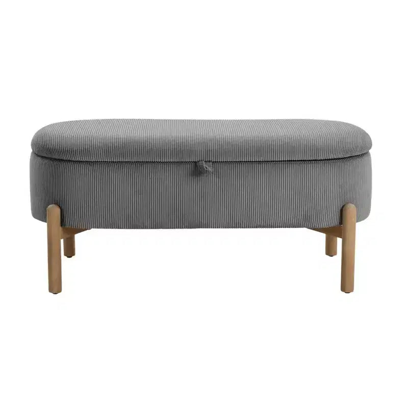 Banc de rangement rembourré en velours côtelé de style moderne du milieu du siècle Nolan de GDFStudio