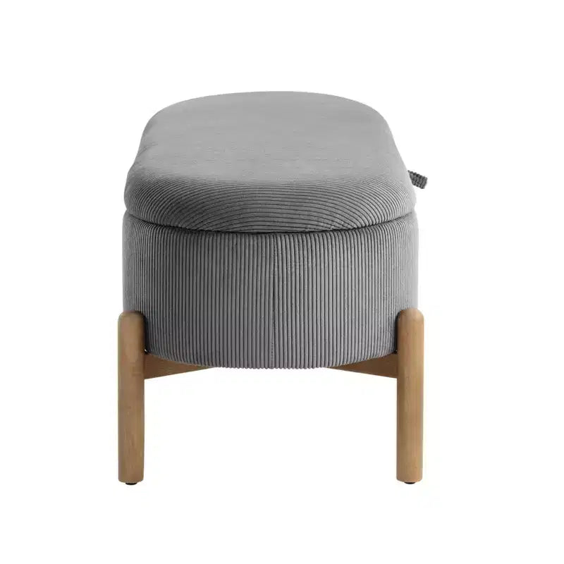 Banc de rangement rembourré en velours côtelé de style moderne du milieu du siècle Nolan de GDFStudio