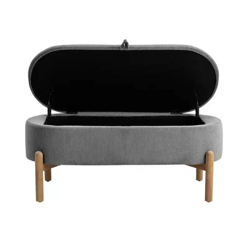 Banc de rangement rembourré en velours côtelé de style moderne du milieu du siècle Nolan de GDFStudio