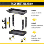 Chariot utilitaire roulant robuste SILVEL à 2 étagères, capacité de 385 kg avec roues verrouillables pour garage, entrepôt et nettoyage