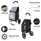 Chariot de courses utilitaire pliable en aluminium Olympia Tools avec roues et sac amovible