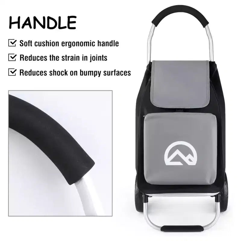 Chariot de courses utilitaire pliable en aluminium Olympia Tools avec roues et sac amovible