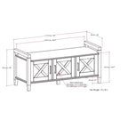 Banc de rangement transitionnel en bois massif Cantina de 112 cm de large, couleur brun fumé