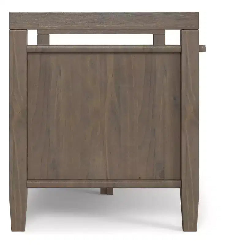 Banc de rangement transitionnel en bois massif Cantina de 112 cm de large, couleur brun fumé
