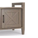 Banc de rangement transitionnel en bois massif Cantina de 112 cm de large, couleur brun fumé