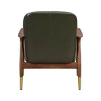 Fauteuil d'appoint style Mid-Century en similicuir de 74,2 cm avec pieds en laiton, pour salon ou bureau