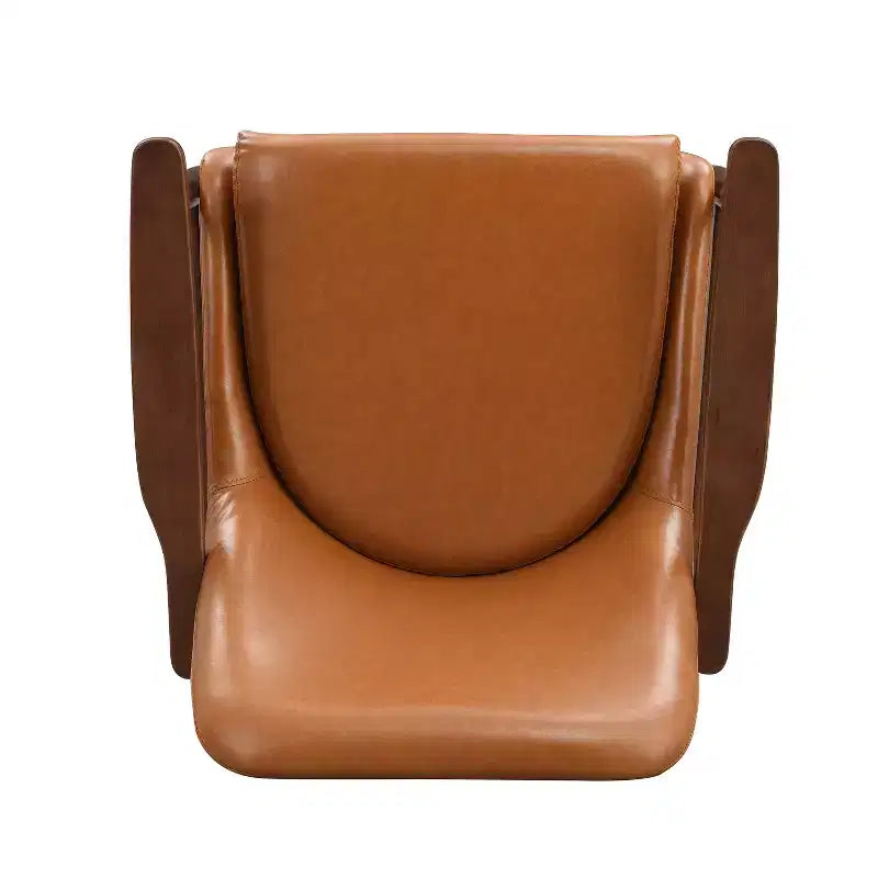 Fauteuil d'appoint mi-siècle de 74,2 cm en similicuir avec coussin d'assise, structure en bois massif, pour salon