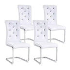 Lot de 4 chaises de salle à manger rétro en similicuir façon croco avec boucles en cristal
