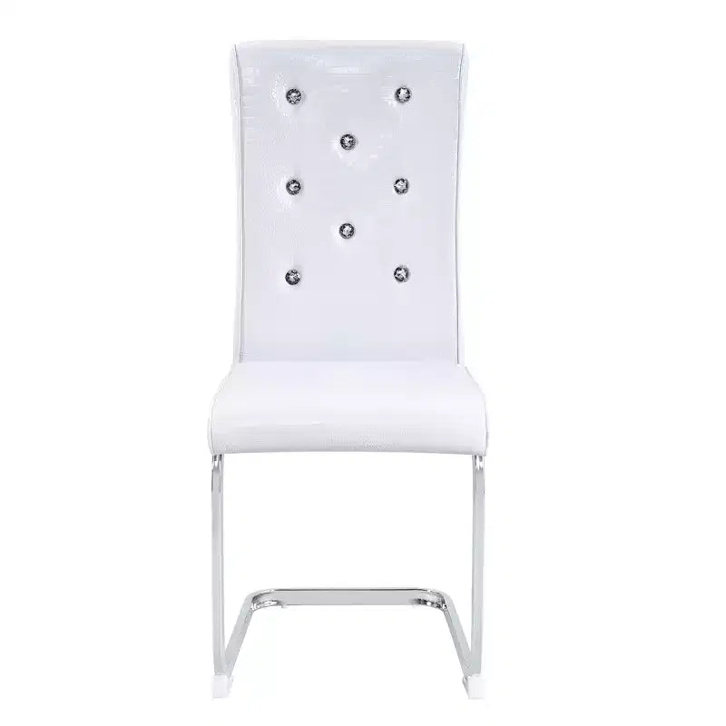 Lot de 4 chaises de salle à manger rétro en similicuir façon croco avec boucles en cristal