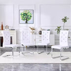 Lot de 4 chaises de salle à manger rétro en similicuir façon croco avec boucles en cristal