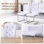 Lot de 4 chaises de salle à manger rétro en similicuir façon croco avec boucles en cristal