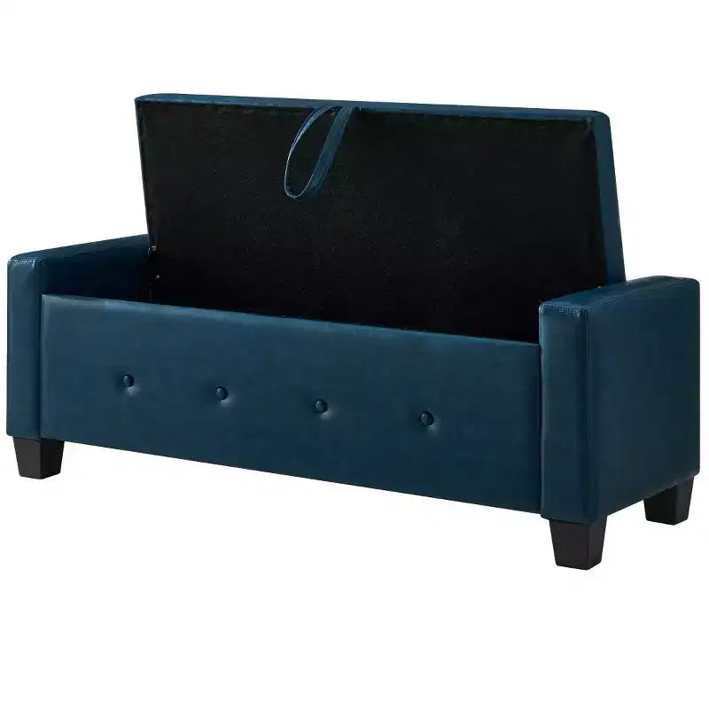 Banc de rangement moderne en cuir PU avec couvercle à charnière de 48 po, banc d'entrée avec rangement pour salon, chambre ou entrée - Panipeachy