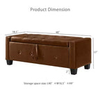 Banc de rangement moderne en cuir PU avec couvercle à charnière de 48 po, banc d'entrée avec rangement pour salon, chambre ou entrée - Panipeachy