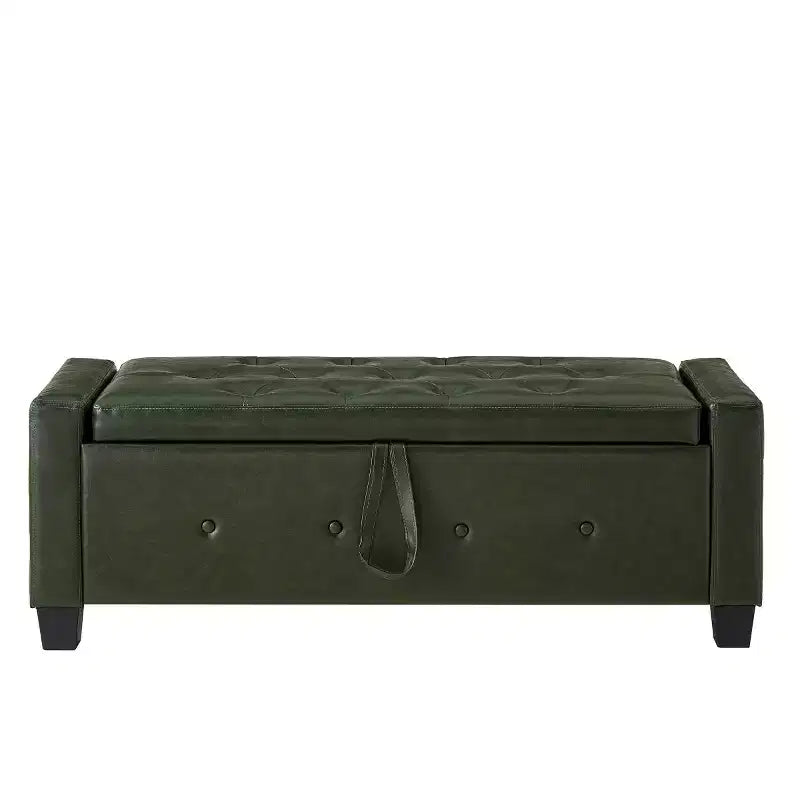 Banc de rangement moderne en cuir PU avec couvercle à charnière de 48 po, banc d'entrée avec rangement pour salon, chambre ou entrée - Panipeachy
