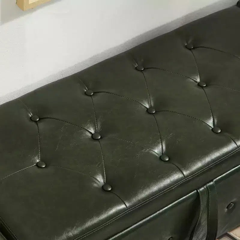 Banc de rangement moderne en cuir PU avec couvercle à charnière de 48 po, banc d'entrée avec rangement pour salon, chambre ou entrée - Panipeachy