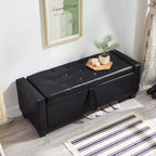 Banc de rangement moderne en cuir PU avec couvercle à charnière de 48 po, banc d'entrée avec rangement pour salon, chambre ou entrée - Panipeachy