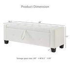 Banc de rangement moderne en cuir PU avec couvercle à charnière de 48 po, banc d'entrée avec rangement pour salon, chambre ou entrée - Panipeachy