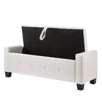Banc de rangement moderne en cuir PU avec couvercle à charnière de 48 po, banc d'entrée avec rangement pour salon, chambre ou entrée - Panipeachy