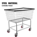 Chariot à linge VEVOR, panier à linge filaire de 4,5 boisseaux avec roues, chariot à linge filaire commercial de 89x40x56cm, cadre en acier, roulettes de 12,7cm, argent