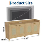 Meuble TV Moderne Milieu de Siècle pour Téléviseur de 65 Pouces, Meuble TV Contemporain avec Meuble de Rangement et 4 Portes, Table Console de 150 cm pour Salon
