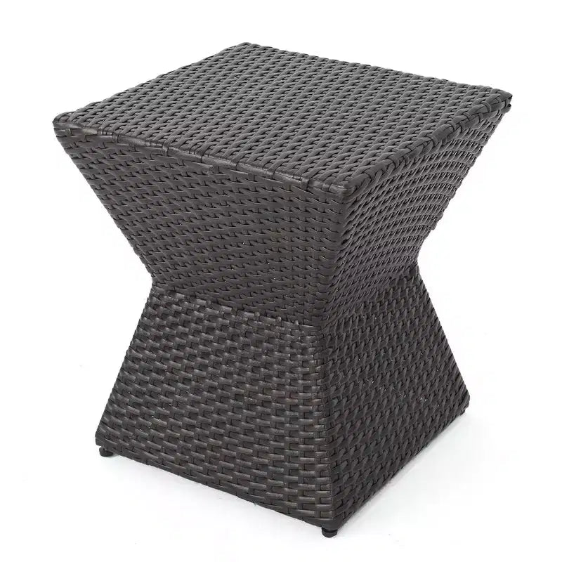 Table d'appoint d'extérieur Zeus et Ruta 16 en osier avec cadre en fer durable, marron