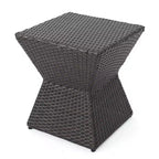 Table d'appoint d'extérieur Zeus et Ruta 16 en osier avec cadre en fer durable, marron