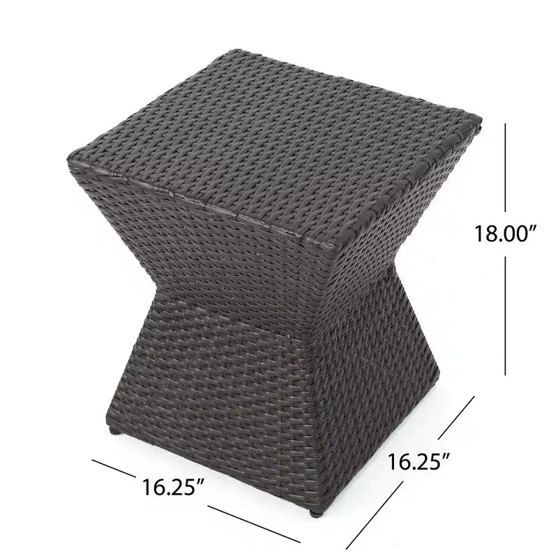 Table d'appoint d'extérieur Zeus et Ruta 16 en osier avec cadre en fer durable, marron