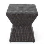 Table d'appoint d'extérieur Zeus et Ruta 16 en osier avec cadre en fer durable, marron