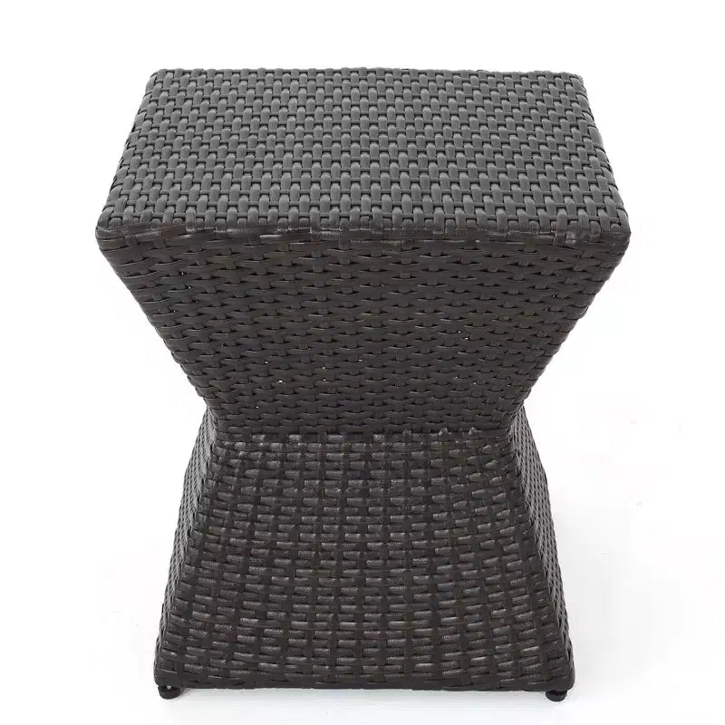 Table d'appoint d'extérieur Zeus et Ruta 16 en osier avec cadre en fer durable, marron
