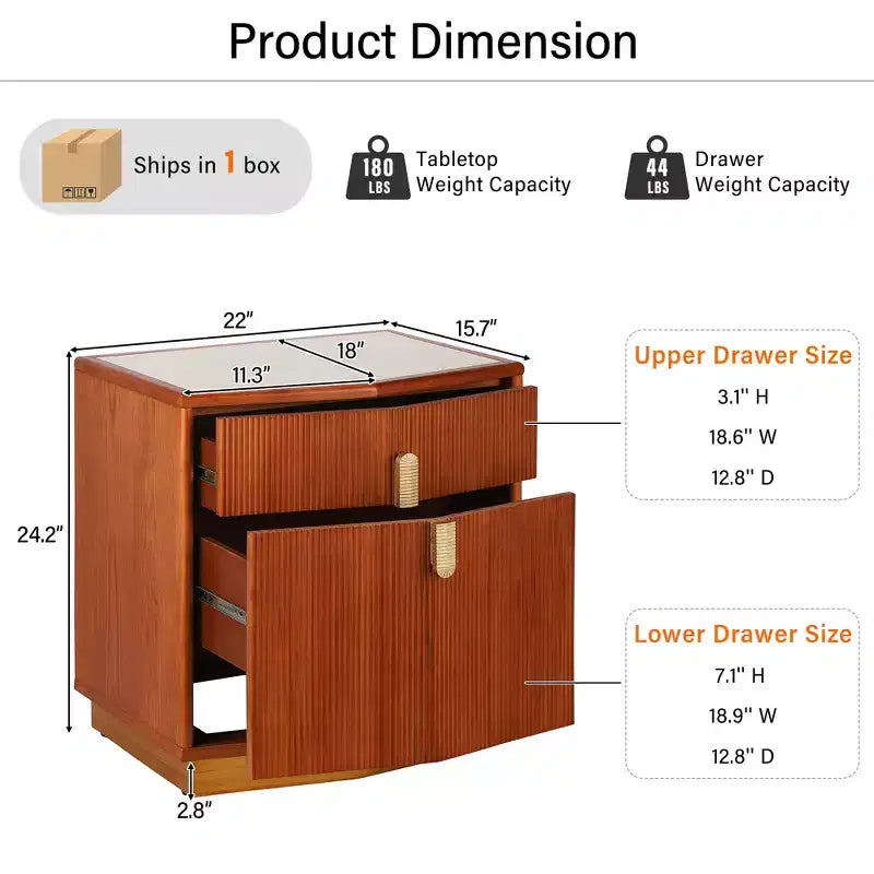 Christopher Knight Home Orrun Table de chevet de rangement moderne bombée avec 2 tiroirs