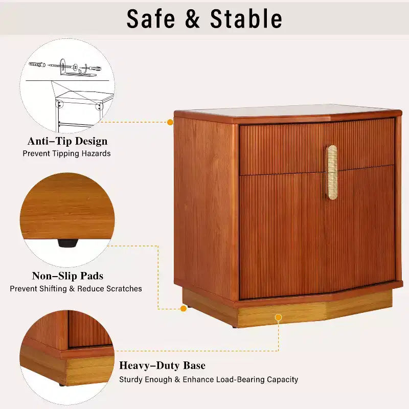 Christopher Knight Home Orrun Table de chevet de rangement moderne bombée avec 2 tiroirs