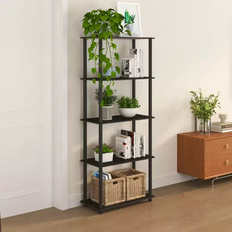 HOMLUX Bibliothèque décorative haute à 5 niveaux, étagère de rangement ouverte, étagères de présentation polyvalentes pour salon et bureau à domicile