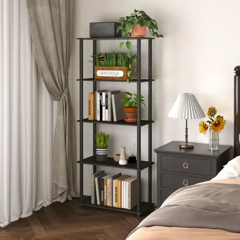 HOMLUX Bibliothèque décorative haute à 5 niveaux, étagère de rangement ouverte, étagères de présentation polyvalentes pour salon et bureau à domicile