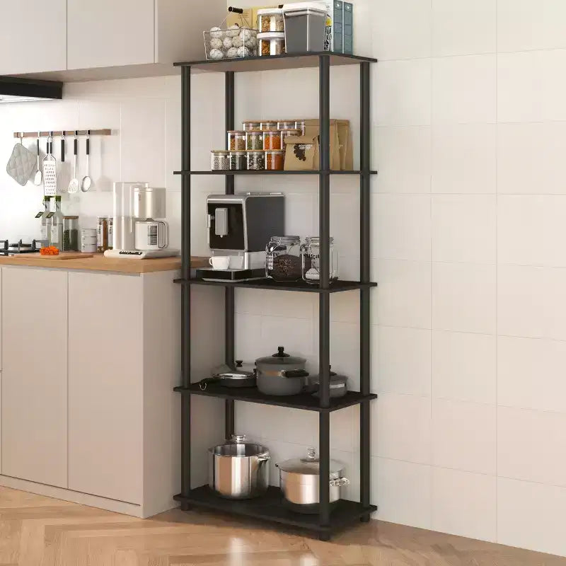HOMLUX Bibliothèque décorative haute à 5 niveaux, étagère de rangement ouverte, étagères de présentation polyvalentes pour salon et bureau à domicile