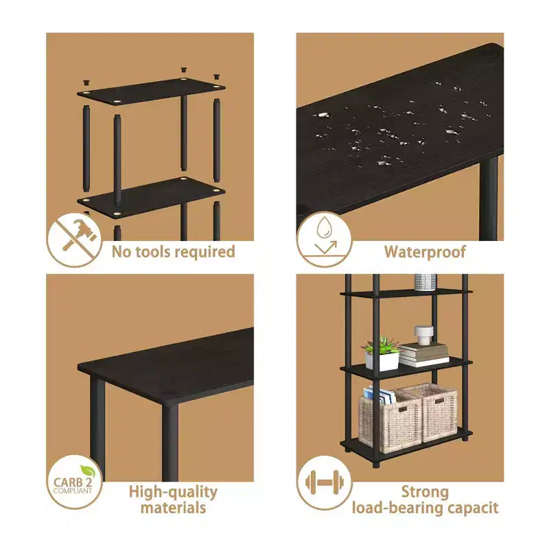 HOMLUX Bibliothèque décorative haute à 5 niveaux, étagère de rangement ouverte, étagères de présentation polyvalentes pour salon et bureau à domicile