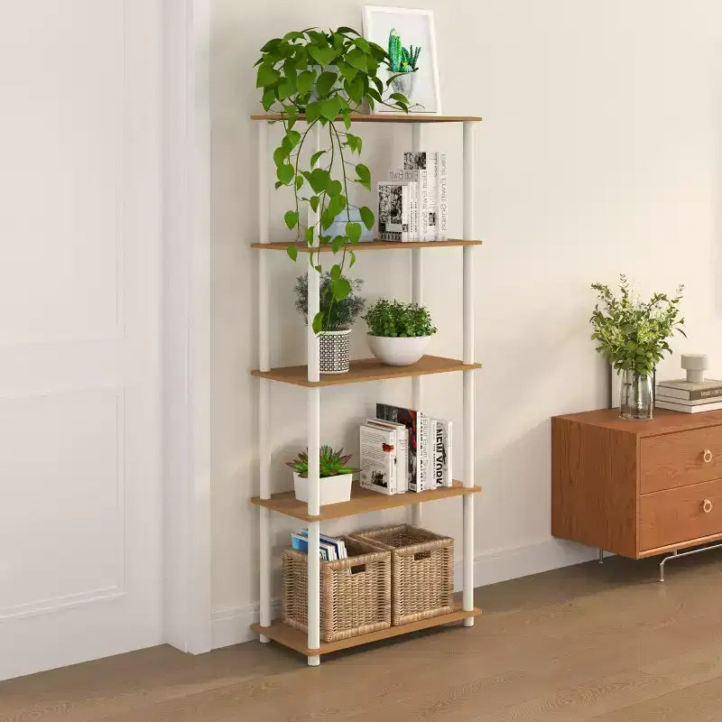 HOMLUX Bibliothèque décorative haute à 5 niveaux, étagère de rangement ouverte, étagères de présentation polyvalentes pour salon et bureau à domicile