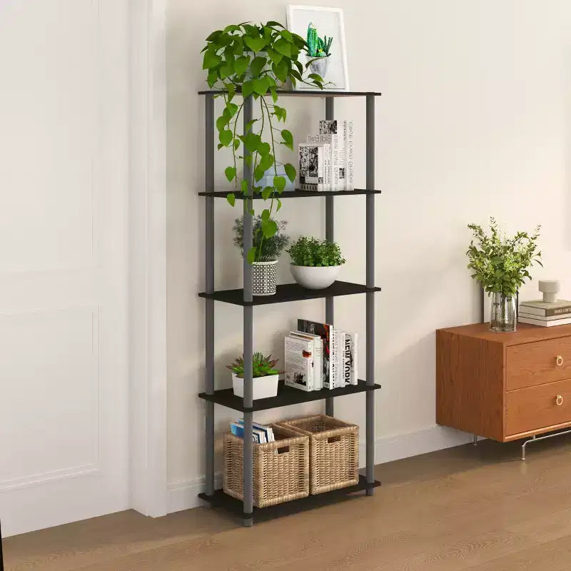 HOMLUX Bibliothèque décorative haute à 5 niveaux, étagère de rangement ouverte, étagères de présentation polyvalentes pour salon et bureau à domicile