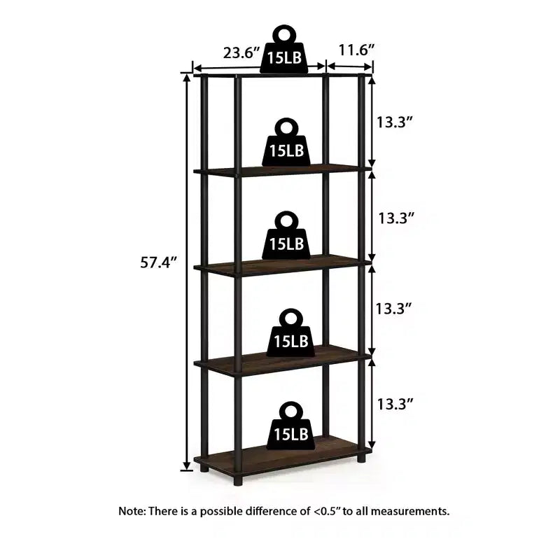 HOMLUX Bibliothèque décorative haute à 5 niveaux, étagère de rangement ouverte, étagères de présentation polyvalentes pour salon et bureau à domicile
