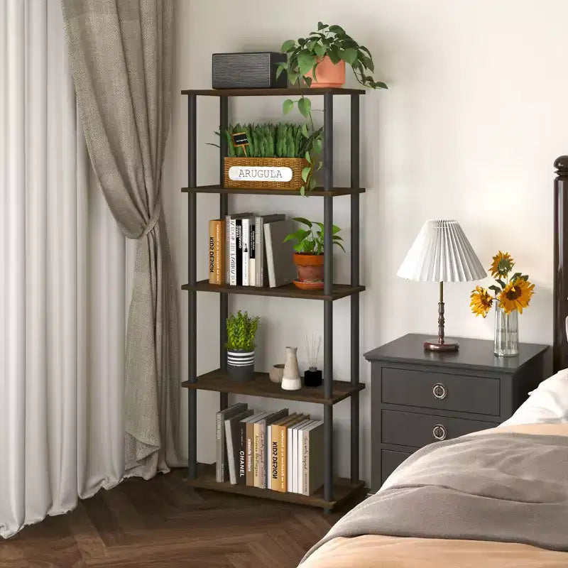 HOMLUX Bibliothèque décorative haute à 5 niveaux, étagère de rangement ouverte, étagères de présentation polyvalentes pour salon et bureau à domicile