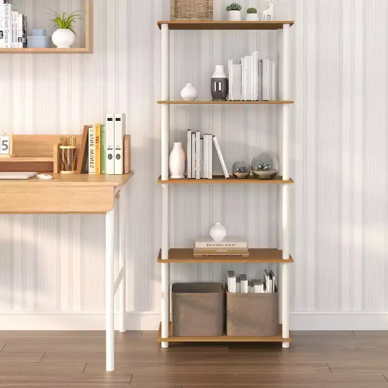 HOMLUX Bibliothèque décorative haute à 5 niveaux, étagère de rangement ouverte, étagères de présentation polyvalentes pour salon et bureau à domicile