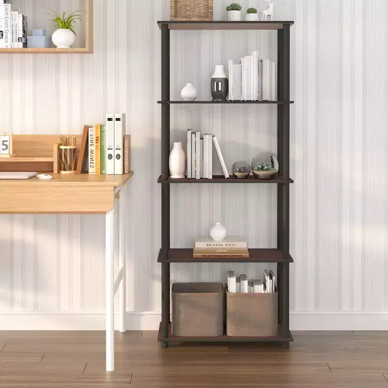 HOMLUX Bibliothèque décorative haute à 5 niveaux, étagère de rangement ouverte, étagères de présentation polyvalentes pour salon et bureau à domicile