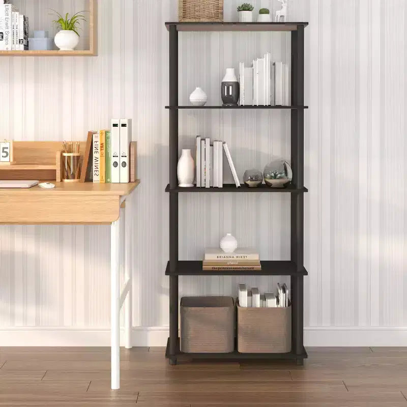 HOMLUX Bibliothèque décorative haute à 5 niveaux, étagère de rangement ouverte, étagères de présentation polyvalentes pour salon et bureau à domicile