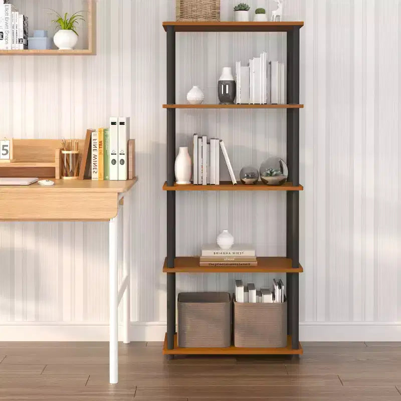HOMLUX Bibliothèque décorative haute à 5 niveaux, étagère de rangement ouverte, étagères de présentation polyvalentes pour salon et bureau à domicile