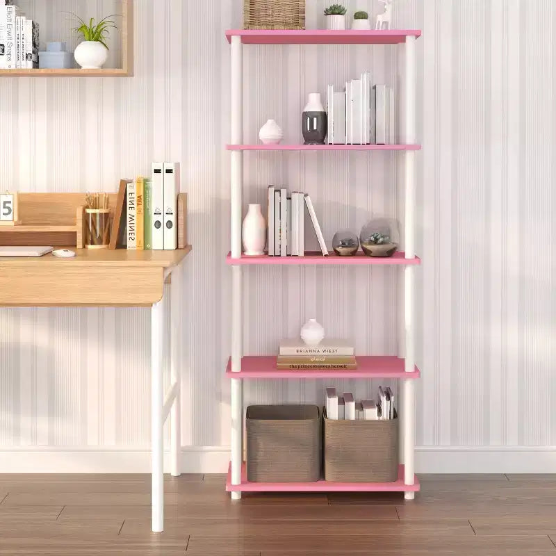 HOMLUX Bibliothèque décorative haute à 5 niveaux, étagère de rangement ouverte, étagères de présentation polyvalentes pour salon et bureau à domicile