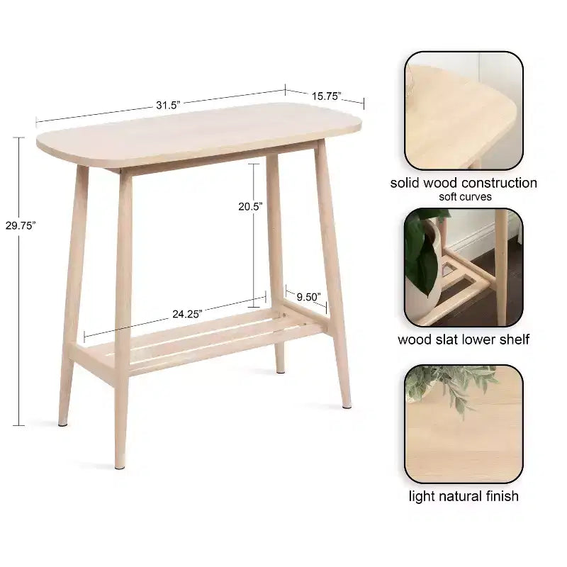 Table console en bois Nilas de Kate and Laurel, 32x16x30, Naturel
