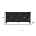 HomeRoots 66 Armoire d'appoint géométrique en bois sculpté noir avec quatre portes